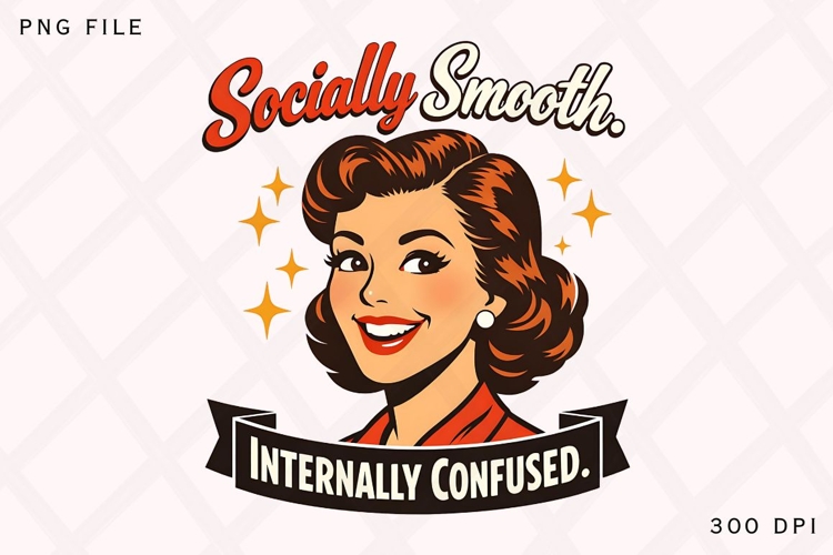 Socially Smooth Internally Confused Retro Funny PNG Design