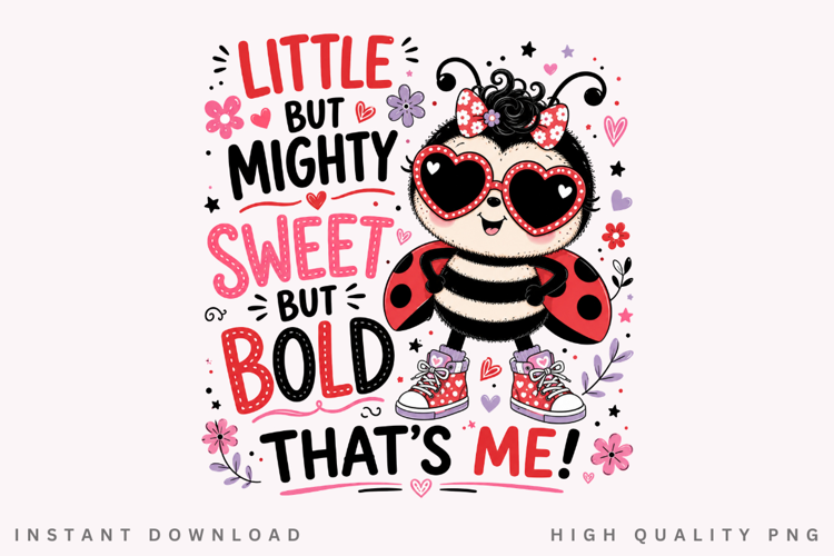 Little But Mighty PNG Sublimation Design, Cute Ladybug Heart