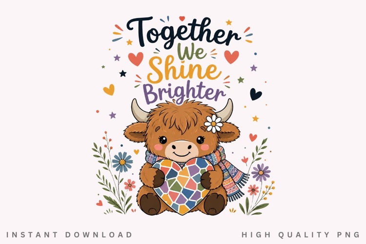 Together We Shine Brighter PNG Sublimation Design, Highland