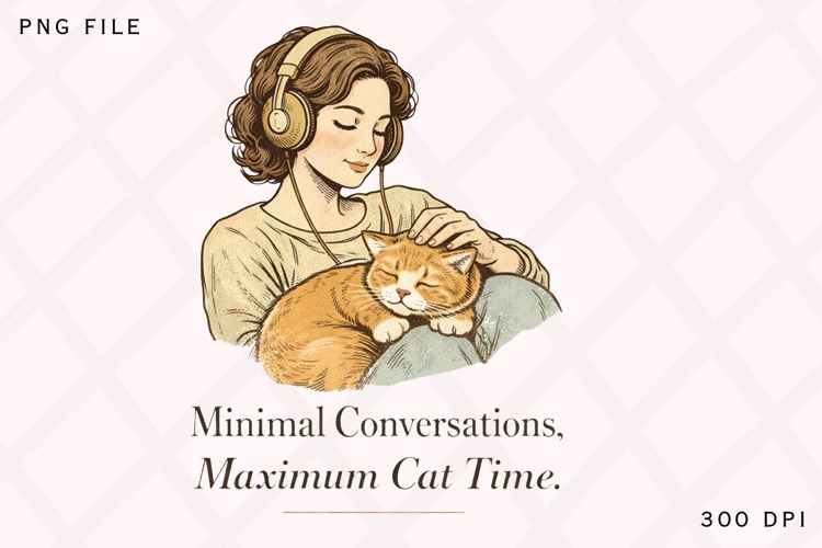 Minimal Conversations Maximum Cat Time PNG, Cat Lover