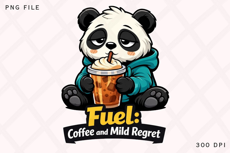 Fuel Coffee and Mild Regret Funny Panda Coffee Shirt Design