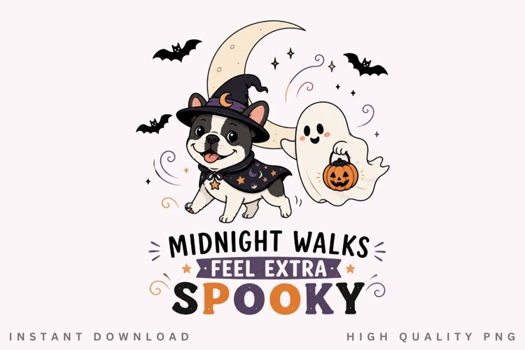 Midnight Walks Feel Extra Spooky PNG Sublimation Design example image 1
