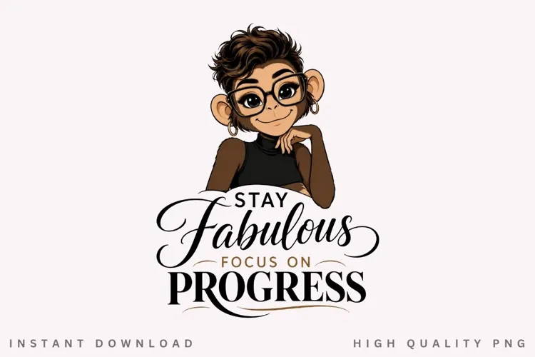 Focus On Progress PNG Sublimation Design, Chic Monkey