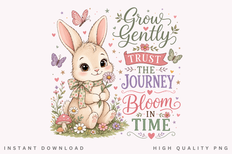 Grow Gently Trust The Journey PNG Sublimation Design, Cute
