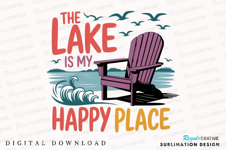Lake Relaxing Chair Happy Place Graphic Sublimation PNG