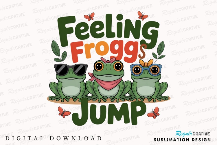 Cool Frog Design Illustration With Sublimation PNG