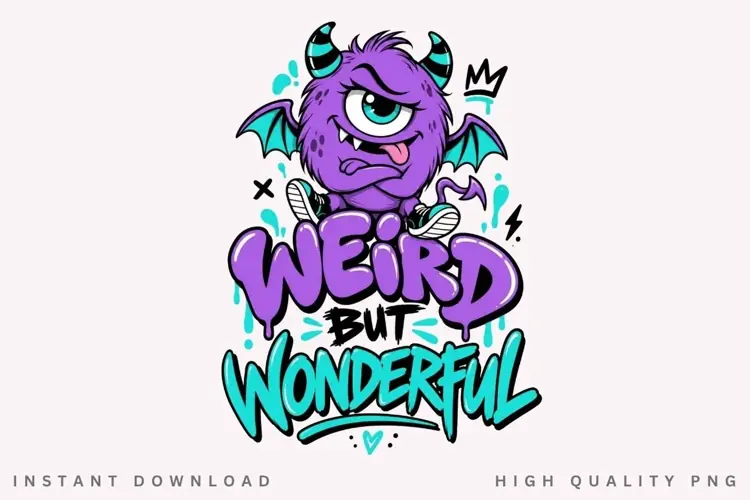 Weird But Wonderful PNG Sublimation Design, Cute Purple