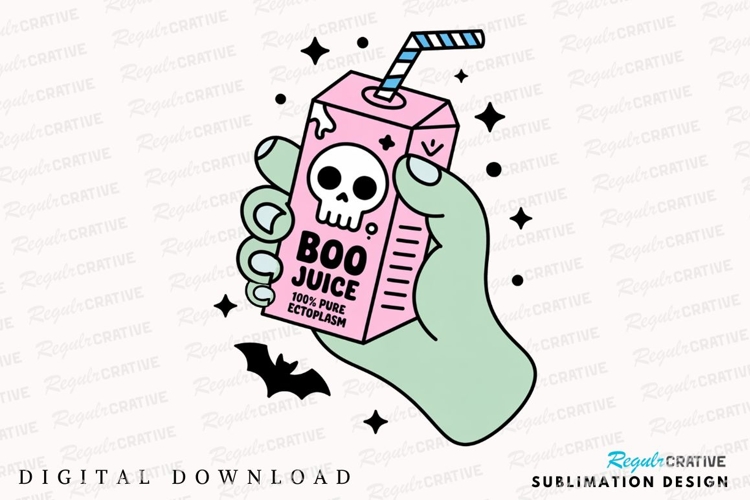 Zombie Hand Holding Boo Juice Box with Skull Sublimation PNG