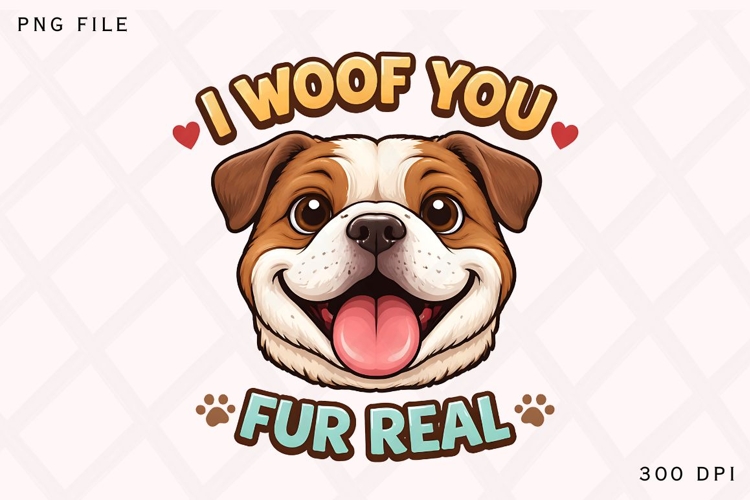 I Woof You Fur Real PNG, Cute Dog Love PNG, Funny Dog