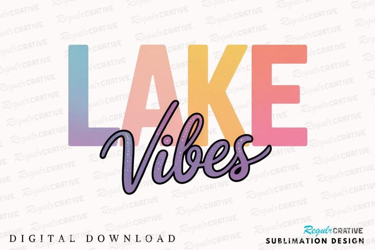 Colorful Lake Vibes Design Graphic Element Sublimation PNG