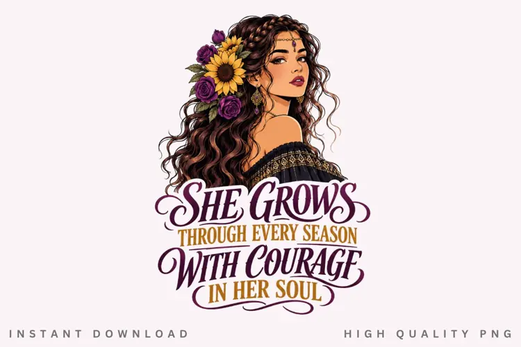She Grows Through Every Season PNG Sublimation Design
