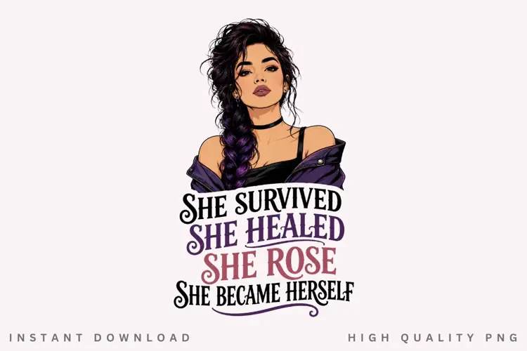 She Healed She Rose PNG Sublimation Design, Side Braid