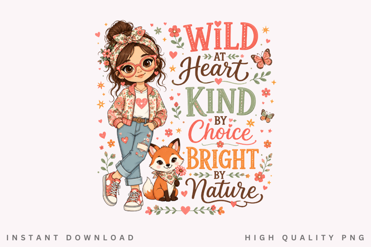 Wild At Heart Kind By Choice PNG Sublimation Design