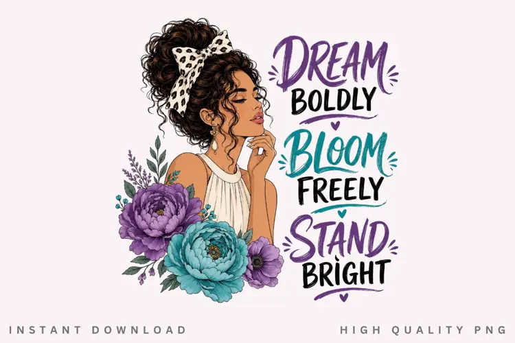 Dream Boldly Bloom Freely PNG Sublimation Design
