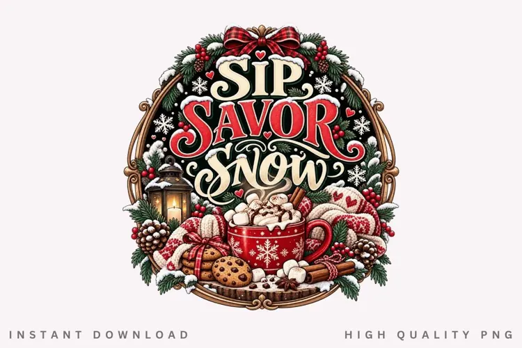 Christmas Sip Savor Snow Hot Cocoa Cookies Cozy Winter