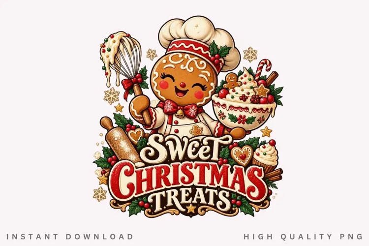 Sweet Christmas Treats Gingerbread Chef Baking Holiday PNG