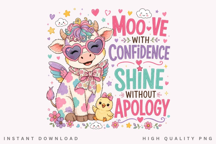 Moove With Confidence PNG Sublimation Design, Cute Highland