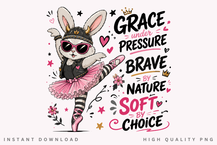 Ballerina Bunny PNG Sublimation Design, Cute Punk Rabbit