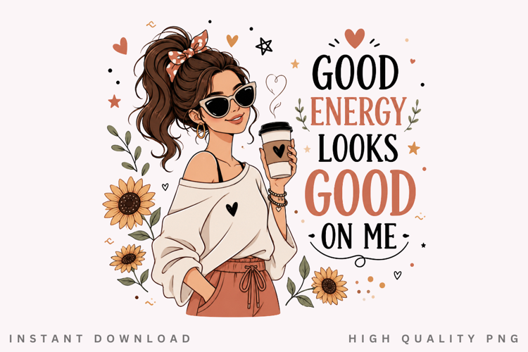 Good Energy Looks Good On Me PNG Sublimation Design