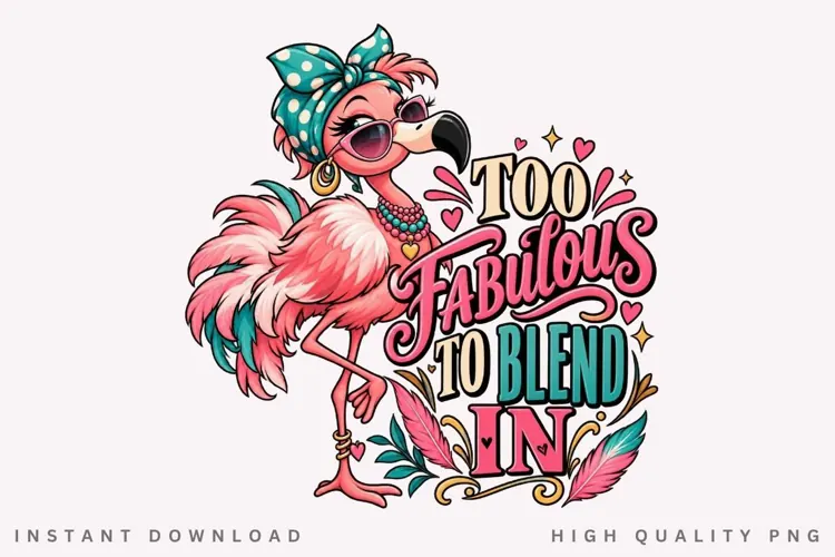 Cute Pink Flamingo Too Fabulous to Blend In Colorful Fashion