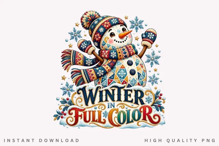 Winter in Full Color Cute Snowman Winter Holiday PNG