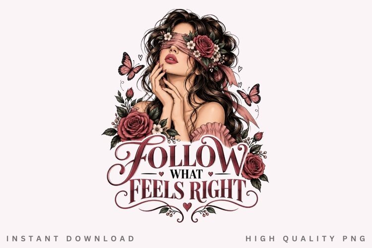Follow What Feels Right PNG Sublimation Design example image 1