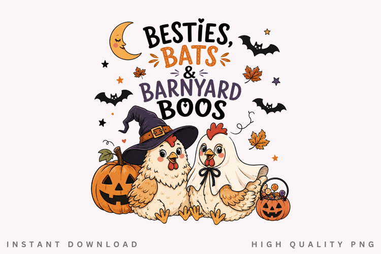 Besties Bats And Barnyard Boos PNG Sublimation Design
