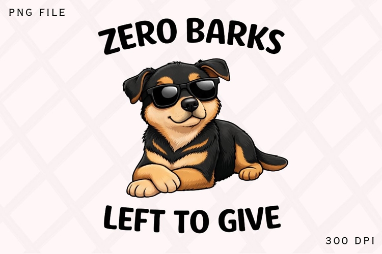 Zero Barks Left To Give PNG, Funny Cool Dog With Sunglasses