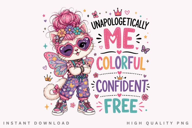 Unapologetically Me PNG Sublimation Design, Sassy Cat Pink