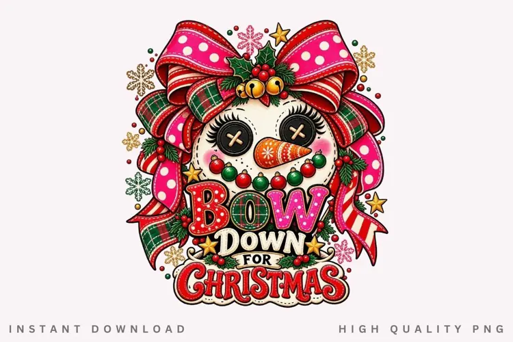 Cute Snowman Bow Down for Christmas Holiday Winter PNG