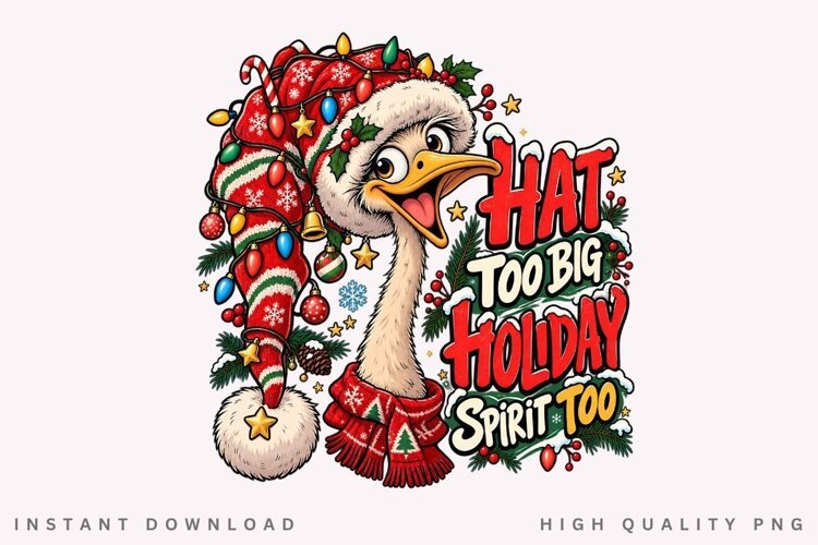Funny Duck Holiday Hat Too Big Christmas Winter Festive PNG example image 1