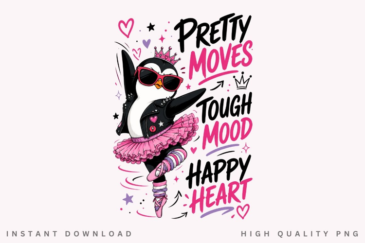 Ballerina Penguin PNG Sublimation Design, Cute Punk Penguin