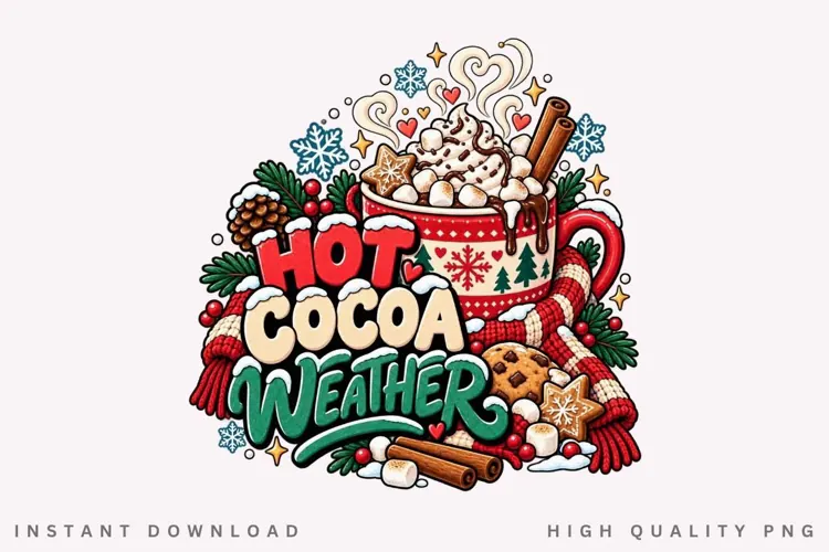 Hot Cocoa Winter Christmas Cozy Holiday Design PNG