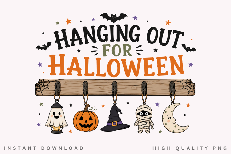 Hanging Out For Halloween PNG Sublimation Design, Hanging