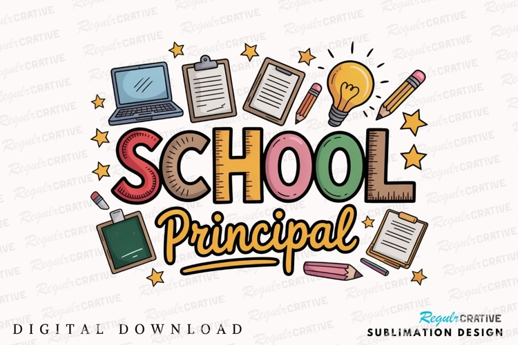 School Principal Design With Study Sublimation PNG