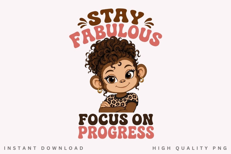 Focus On Progress PNG Sublimation Design, Cute Retro Monkey