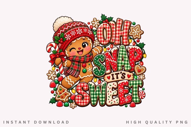 Cute Gingerbread Oh Snap It's Sweet Christmas Winter Holiday example image 1