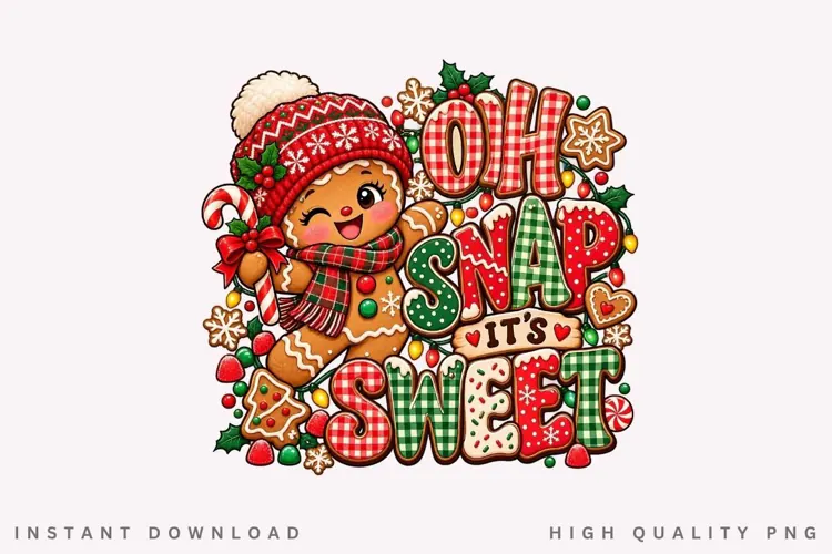 Cute Gingerbread Oh Snap It's Sweet Christmas Winter Holiday
