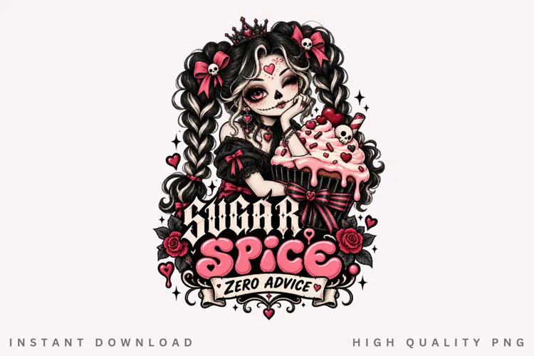 Sugar Spice Zero Advice PNG, Gothic Sweet Girl Clipart