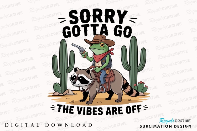 Cartoon Frog Cowboy Riding Raccoon With Sublimation PNG