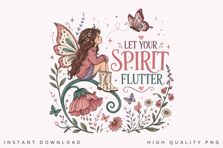Let Your Spirit Flutter PNG Sublimation Design