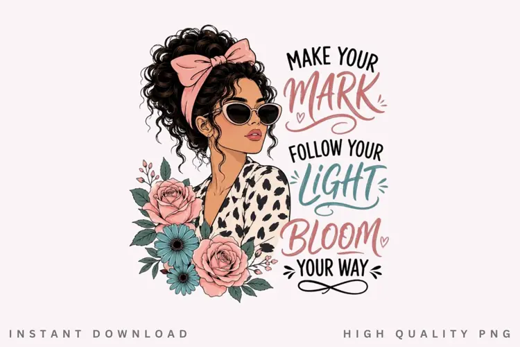 Make Your Mark PNG Sublimation Design, Pink Bow Ponytail