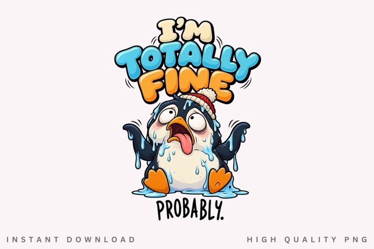 I'm Totally Fine PNG Sublimation Design, Funny Melting example image 1
