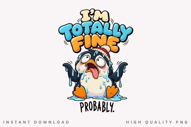 I'm Totally Fine PNG Sublimation Design, Funny Melting