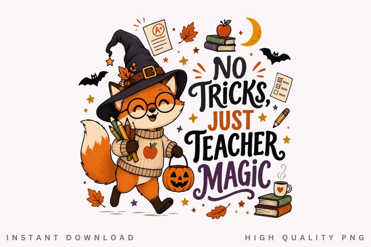 No Tricks Just Teacher Magic PNG Sublimation Design