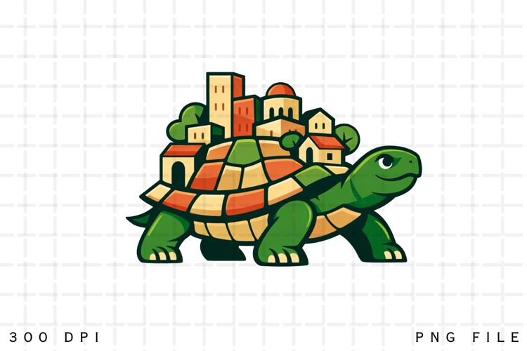 Fantasy Turtle Carrying City Cute Cartoon Turtle Town