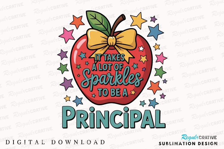 Principal Sparkles Apple Design Back To Sublimation PNG