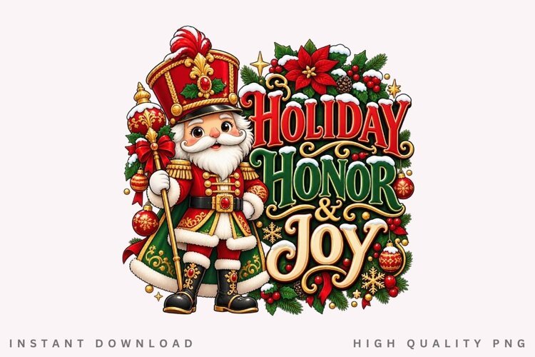 Holiday Honor & Joy Nutcracker Christmas Illustration example image 1
