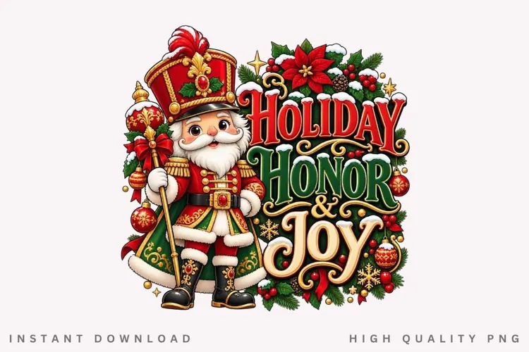 Holiday Honor & Joy Nutcracker Christmas Illustration