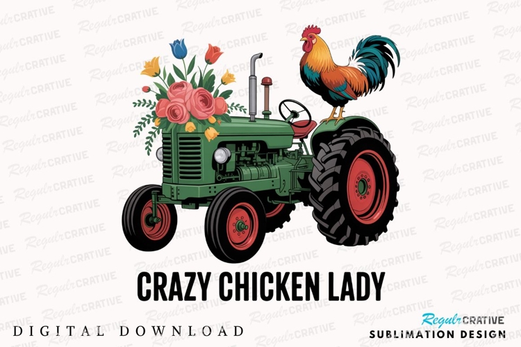 Vintage Tractor Chicken Design With Colorful Sublimation PNG